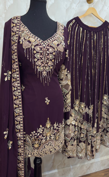 Fully heavy party wear sharar suit