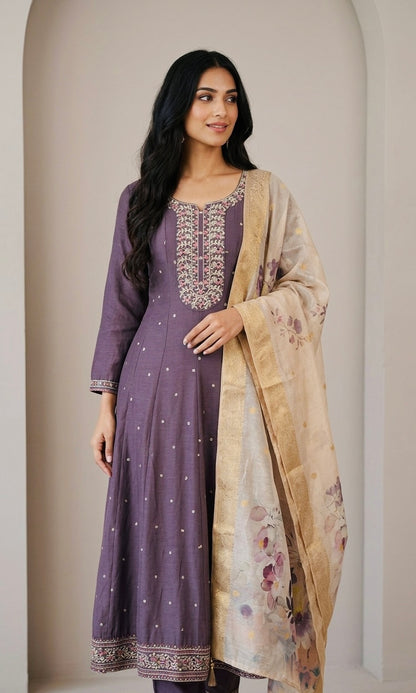 Chinnon anarkali with banarasi duptta