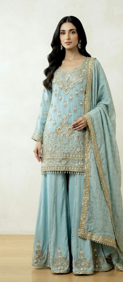 Crepe heavy sharara suit SF497
