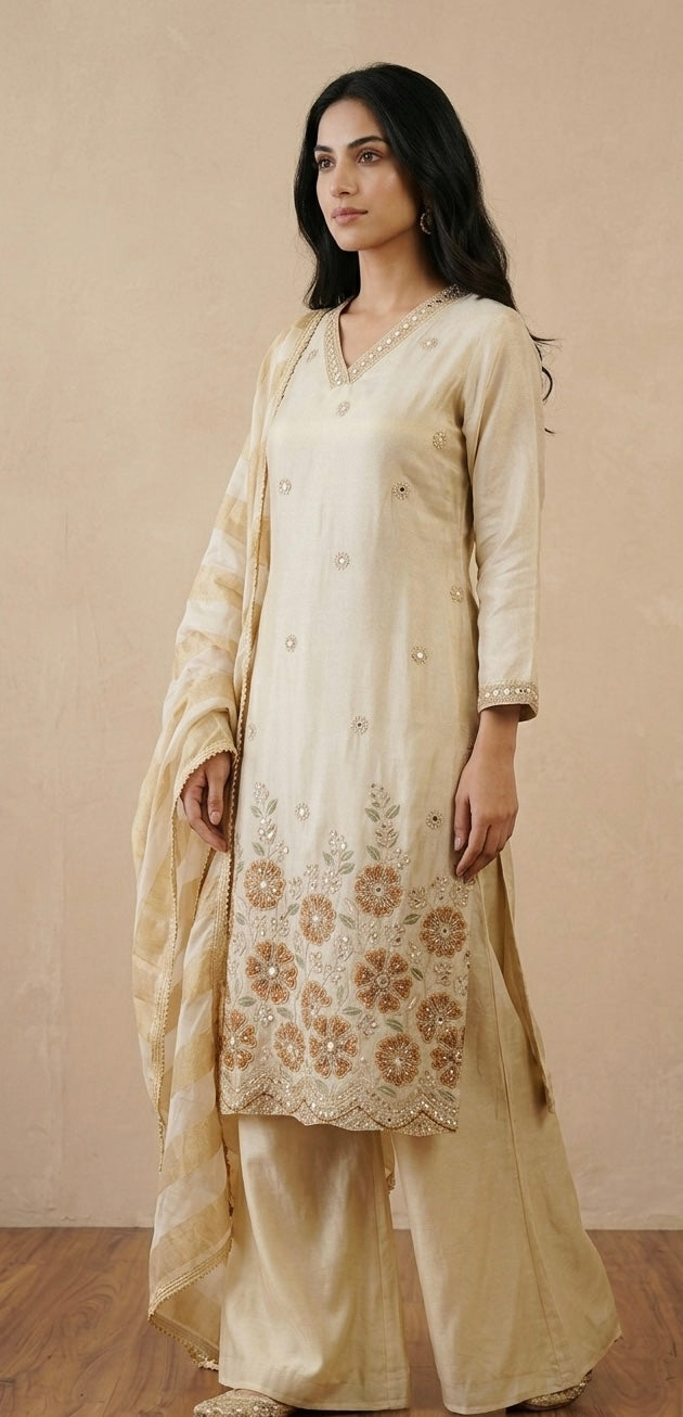 Shimmer silk plazzo suit SF414