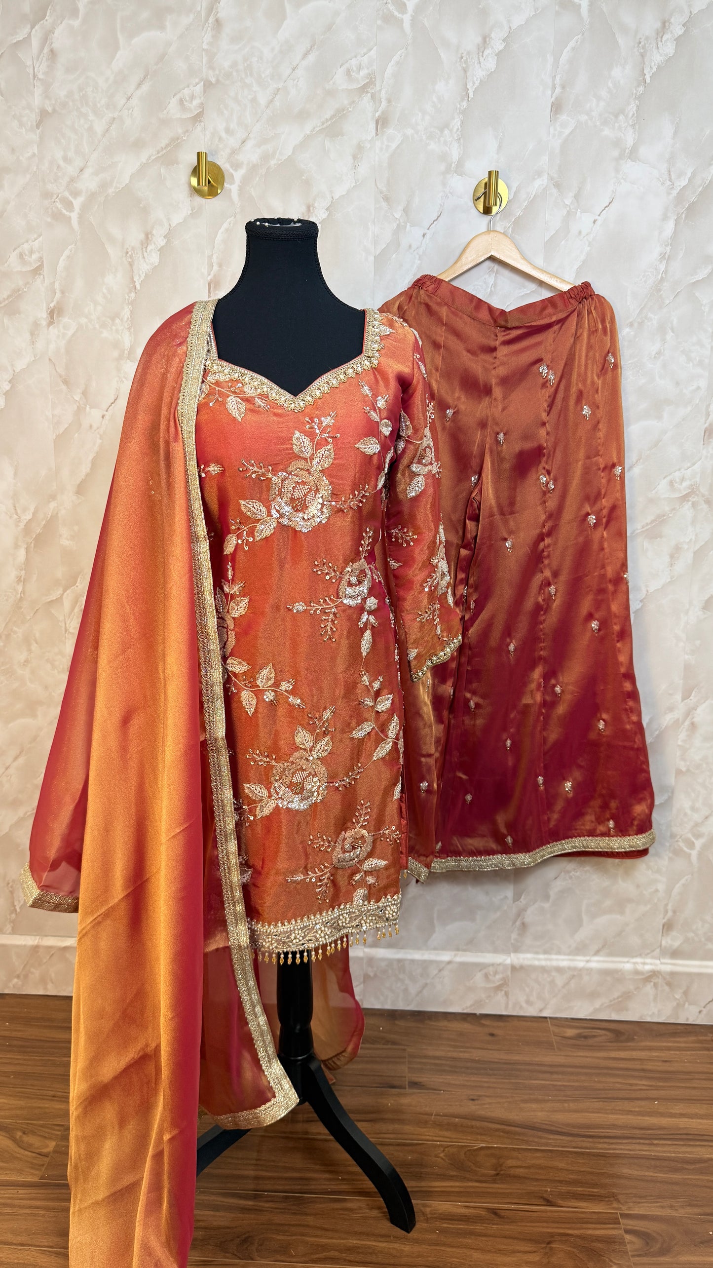 Shimmer embroidered suit