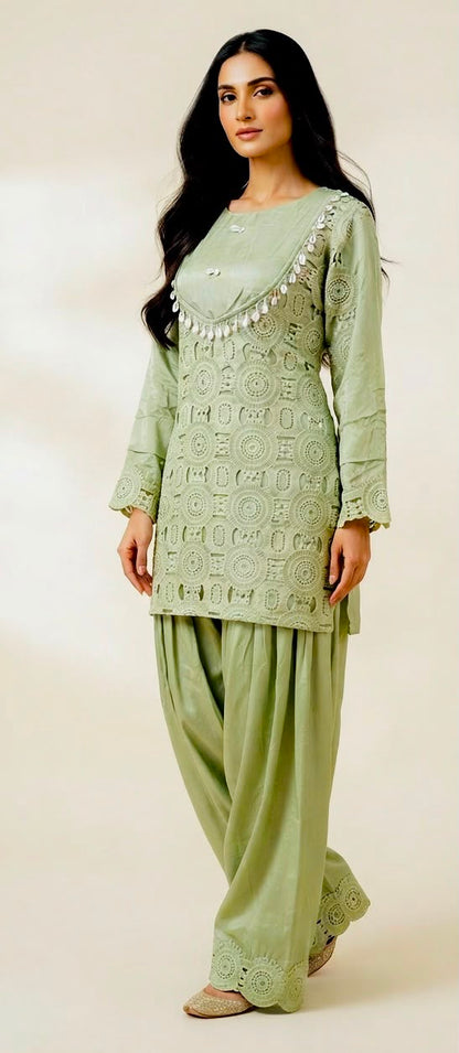Pure crepe farshi salwar suit SF469