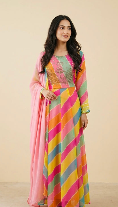 Georgette frock with duptta