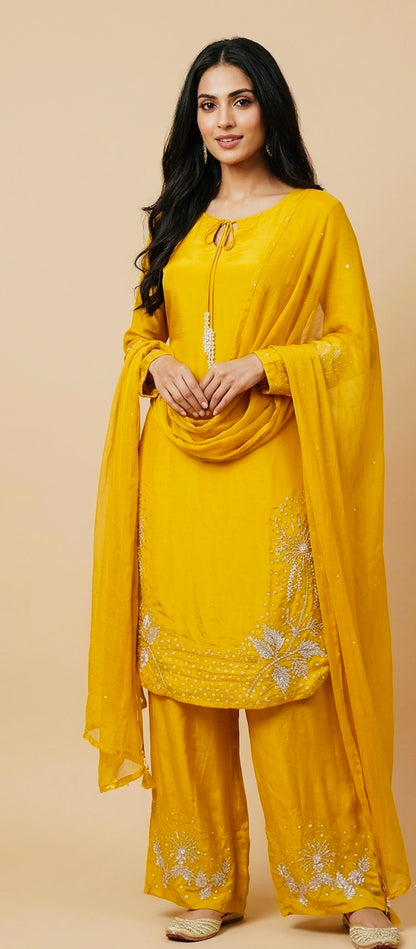 Pure crepe handwork plazzo suit SF485