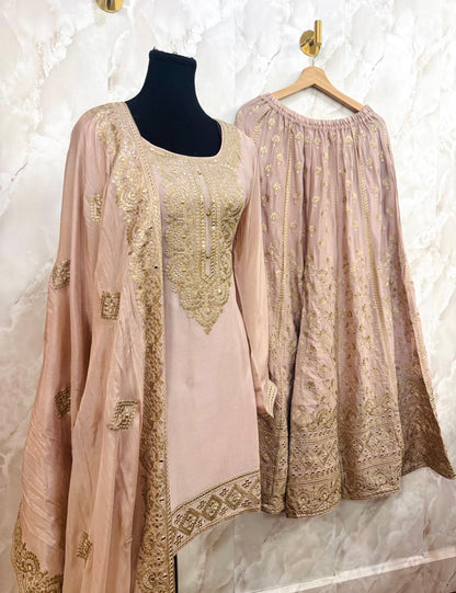 Pure chinnon party wear sharara suit SF526