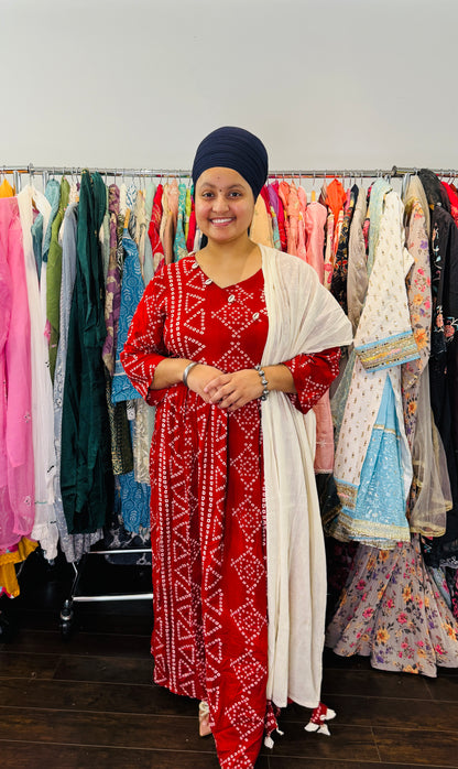 Rayon frock with duptta