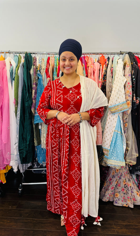 Rayon frock with duptta