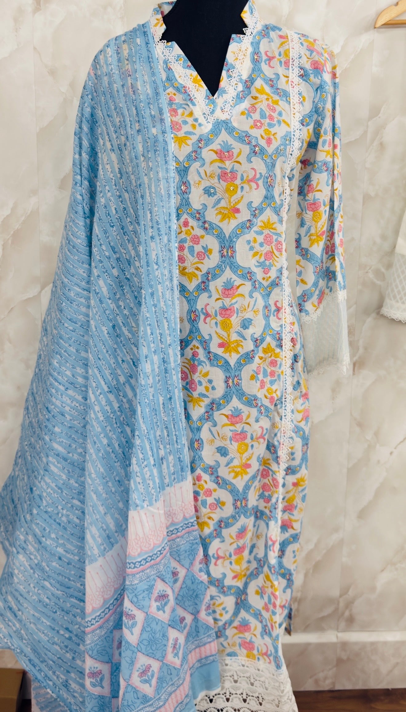 Pure cotton pakistani lace work suit