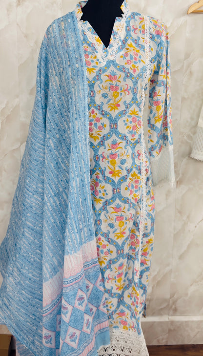 Pure cotton pakistani lace work suit