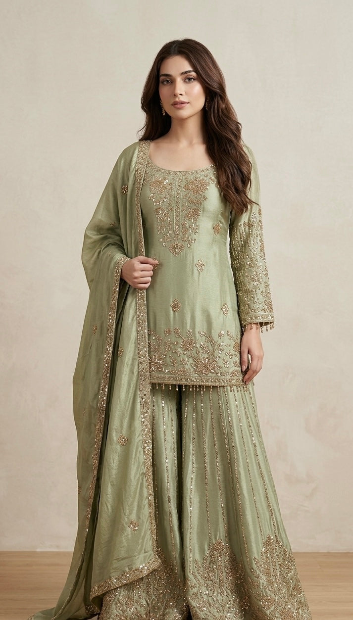 Heavy party wear sharara suit SF476