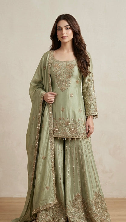 Heavy party wear sharara suit SF476