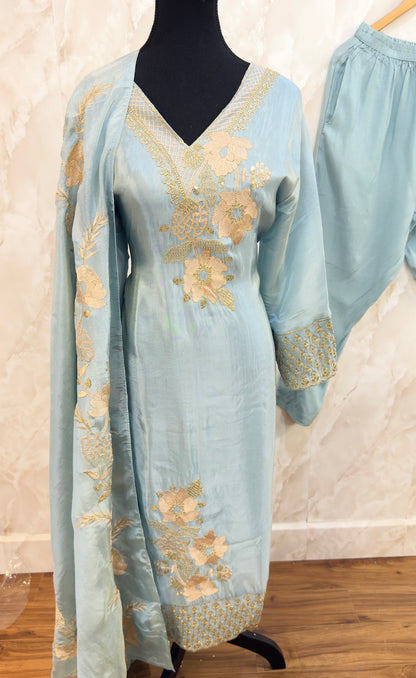 Shimmer silk pant suit SF611