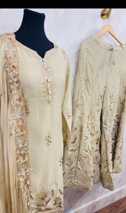 Embroidered party wear sharara suit SF417