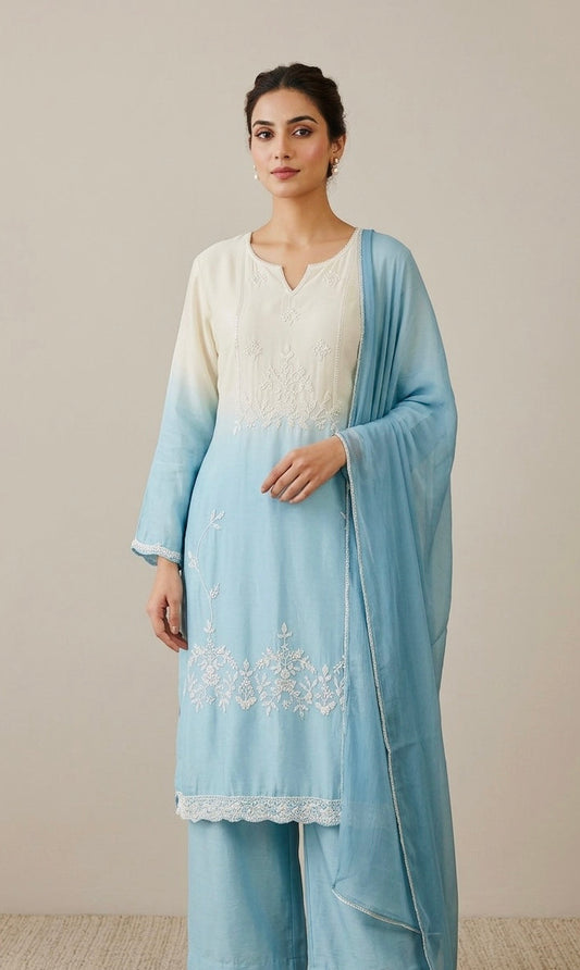 Ombre shade pure chinnon suit