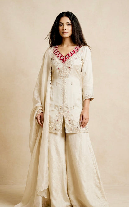 Pure shimmer silk suit
