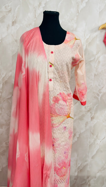 Cotton printed and sequins work suit