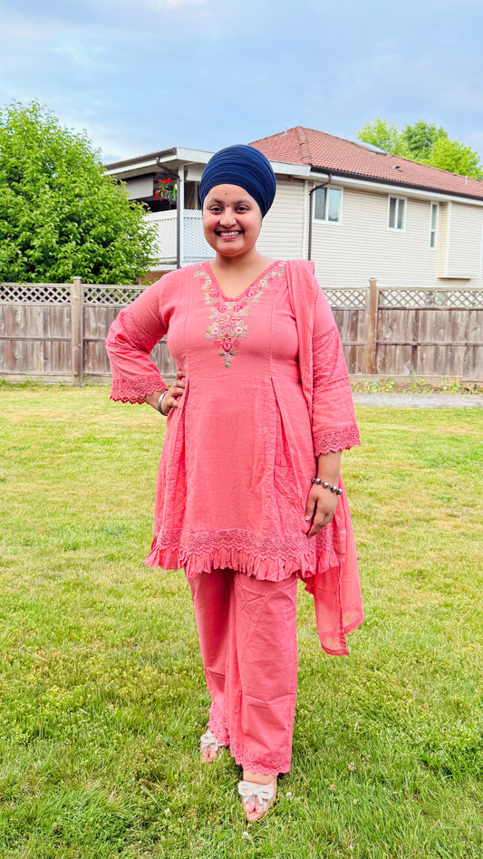 Pure cotton plazo suit cum cord set