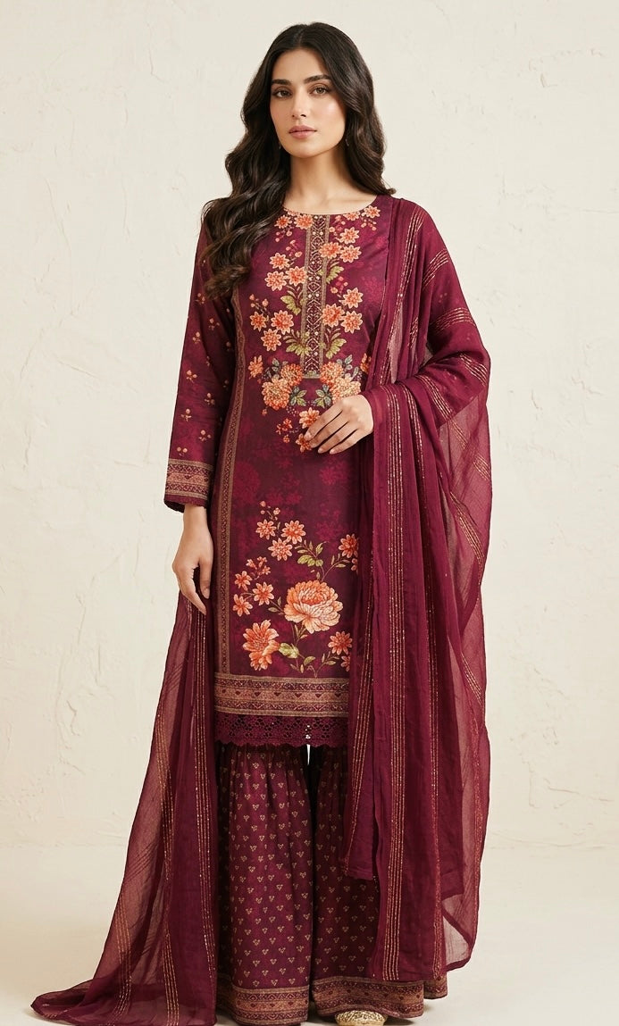 Pure muslin garara suit