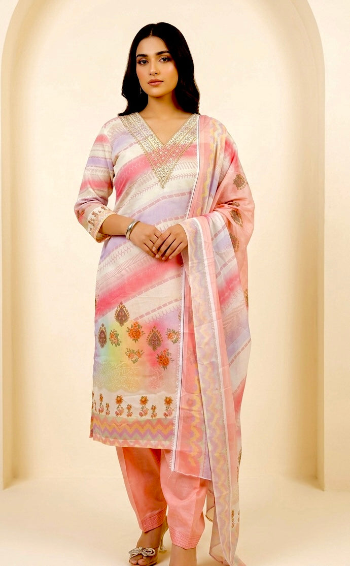 Printed  salwar suit with handwork details