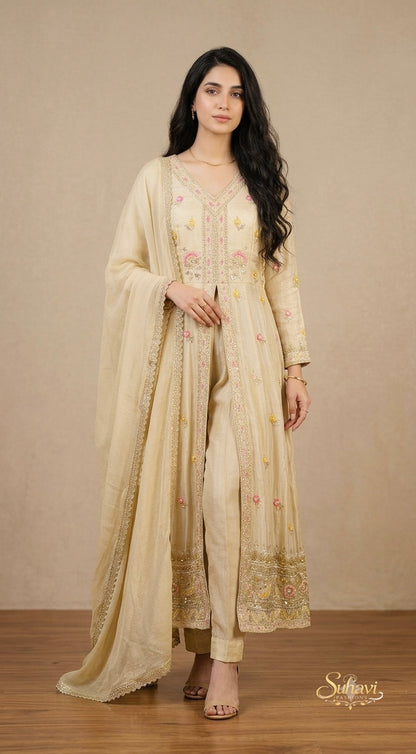 Front slit frock suit with pants SF473