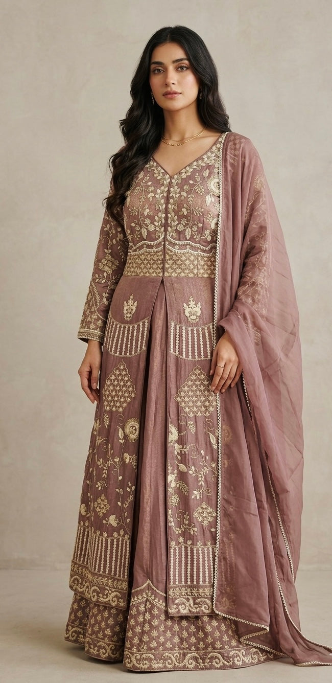 Front slit anarkali with skirt
