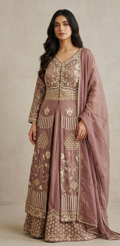 Front slit anarkali with skirt