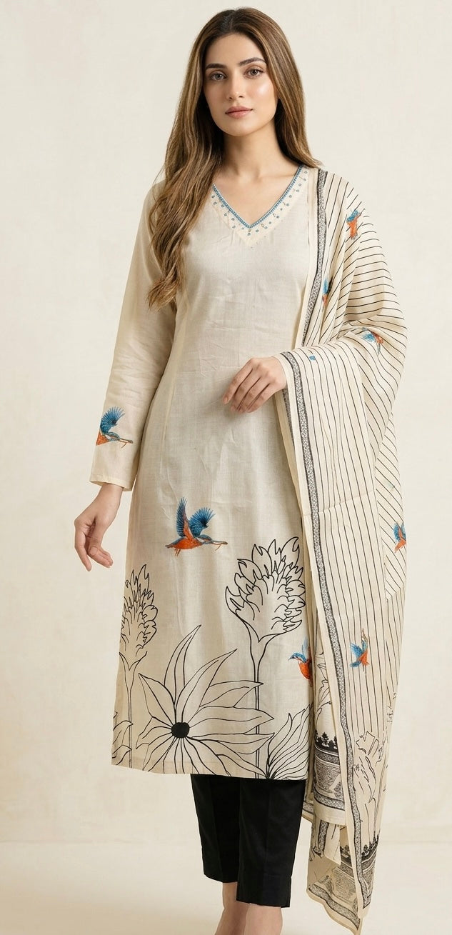 Pure muslin printed suit
