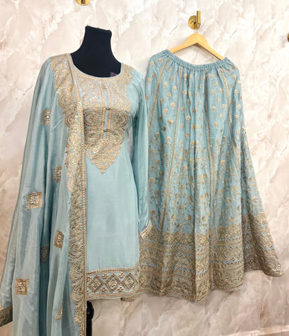 Pure chinnon party wear sharara suit SF526