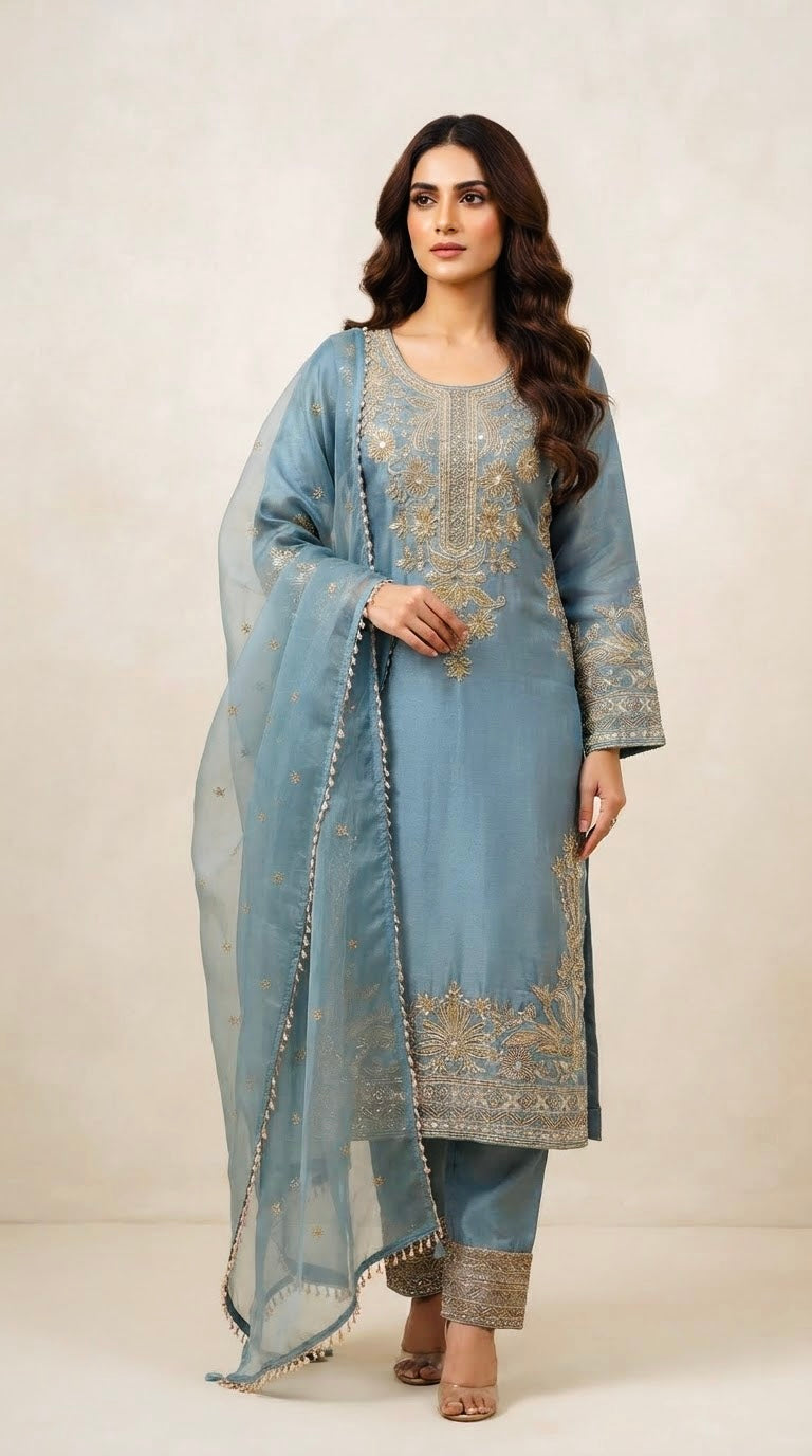 Shimmer silk pant suit SF605