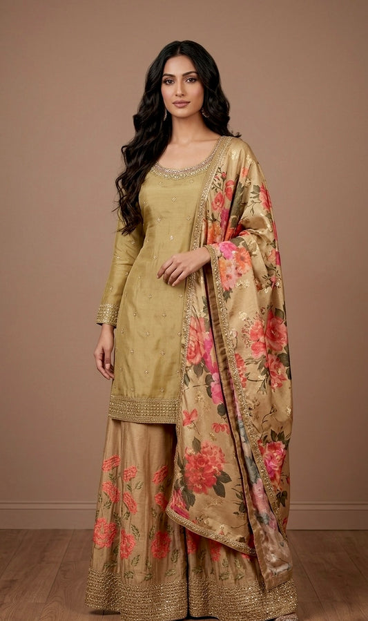 Embroidered Sharara suit