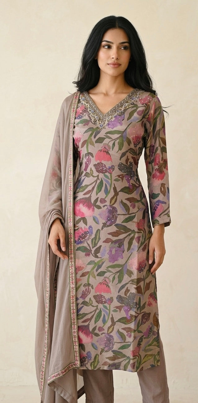 Shimmer silk suit