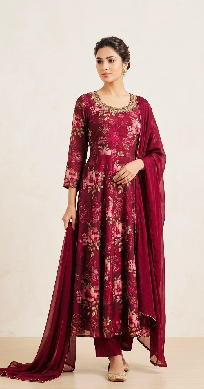 Muslin anarkali suit