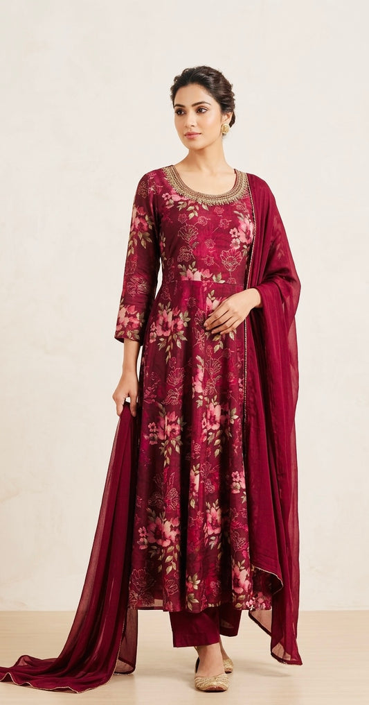 Muslin anarkali suit