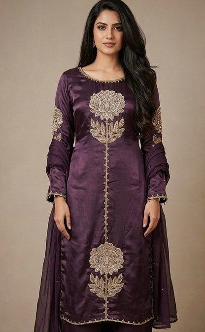 Pure crepe handwork suit