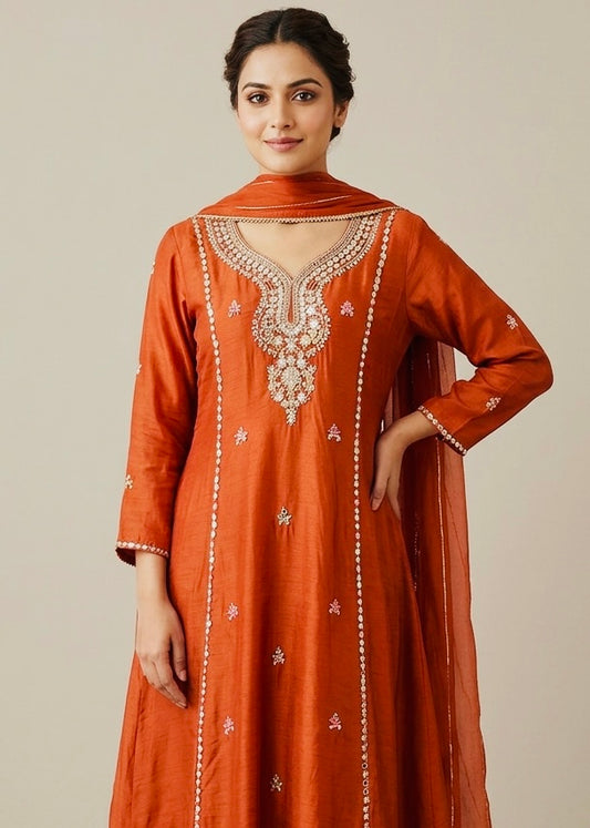 A line embroidered suit