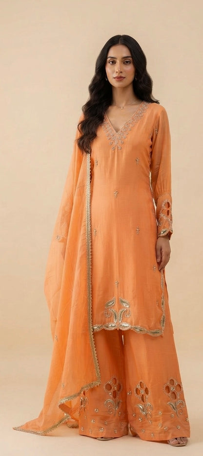 Crepe handwork party wear plazzo suit SF418