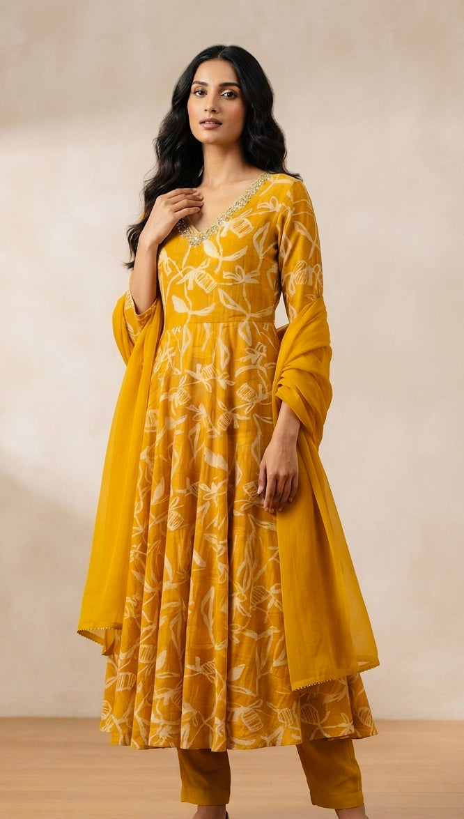 Muslin anarkali suit