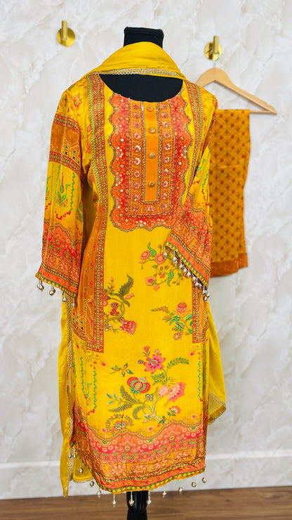 Pure crepe pakistani style suit