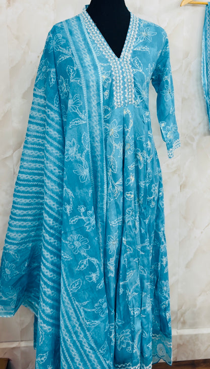 Rayon cotton anarkali suit