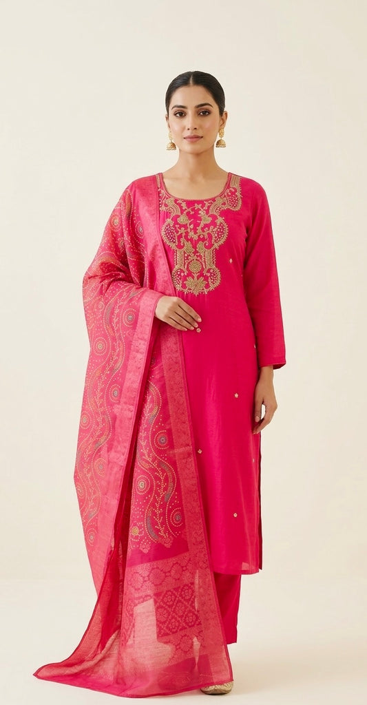 Silk suit with banarasi duptta