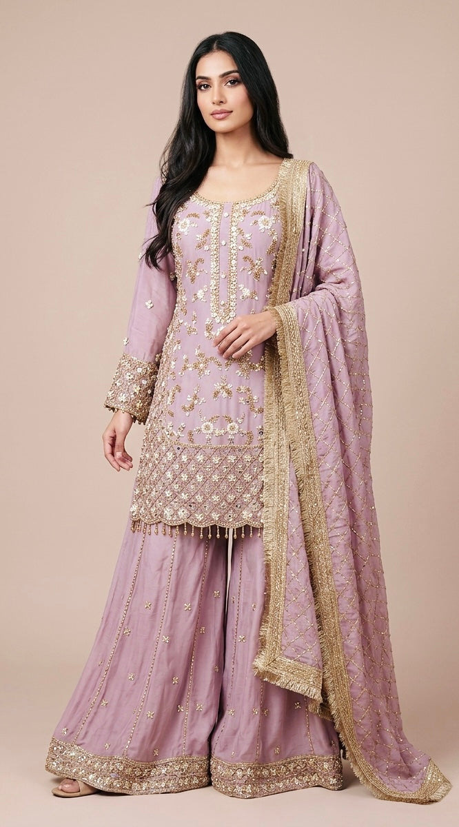 Crepe heavy sharara suit SF511