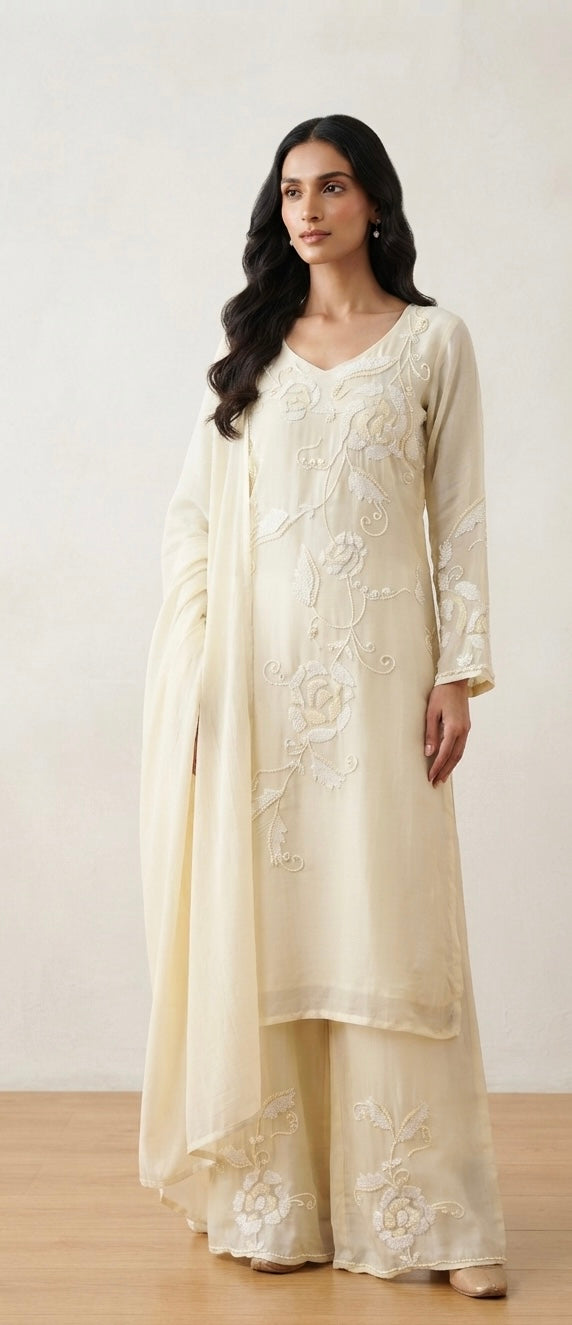Pure organza handwork plazzo suit SF448