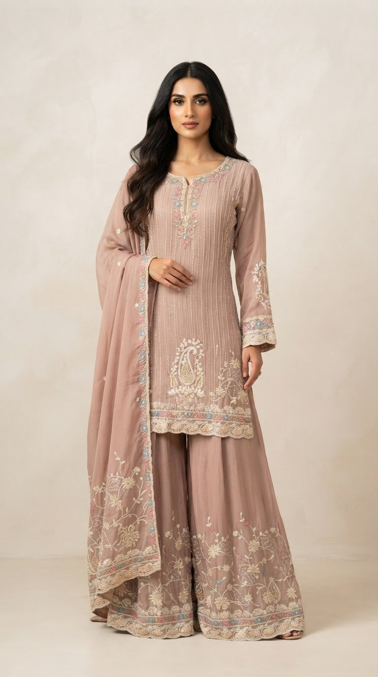 Pure chinnon party wear suit
