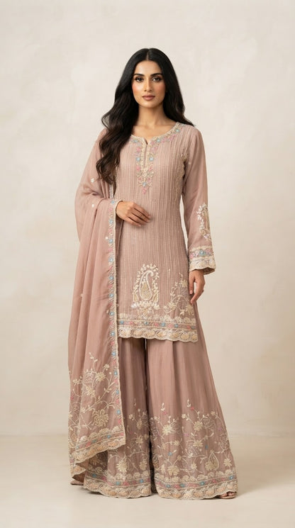 Pure chinnon party wear suit