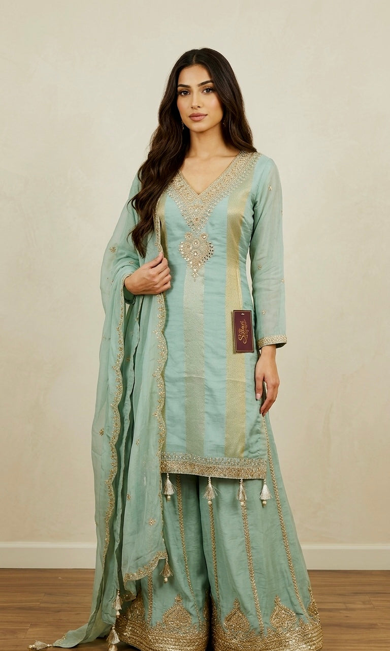 Pure organza sharara suit