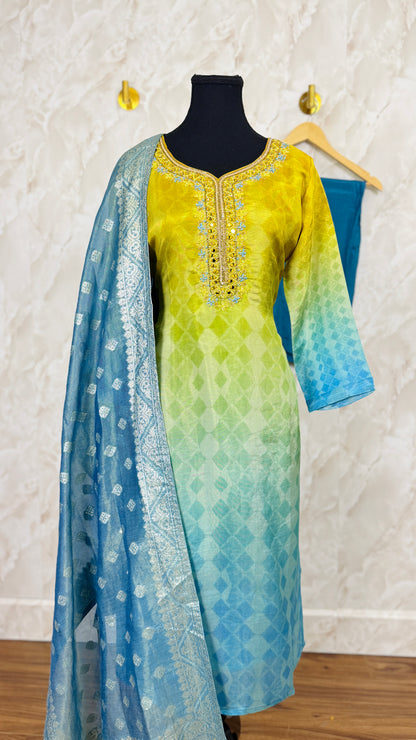 Shimmer silk banarasi touch suit