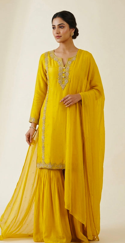 Pure chinnon garara suit