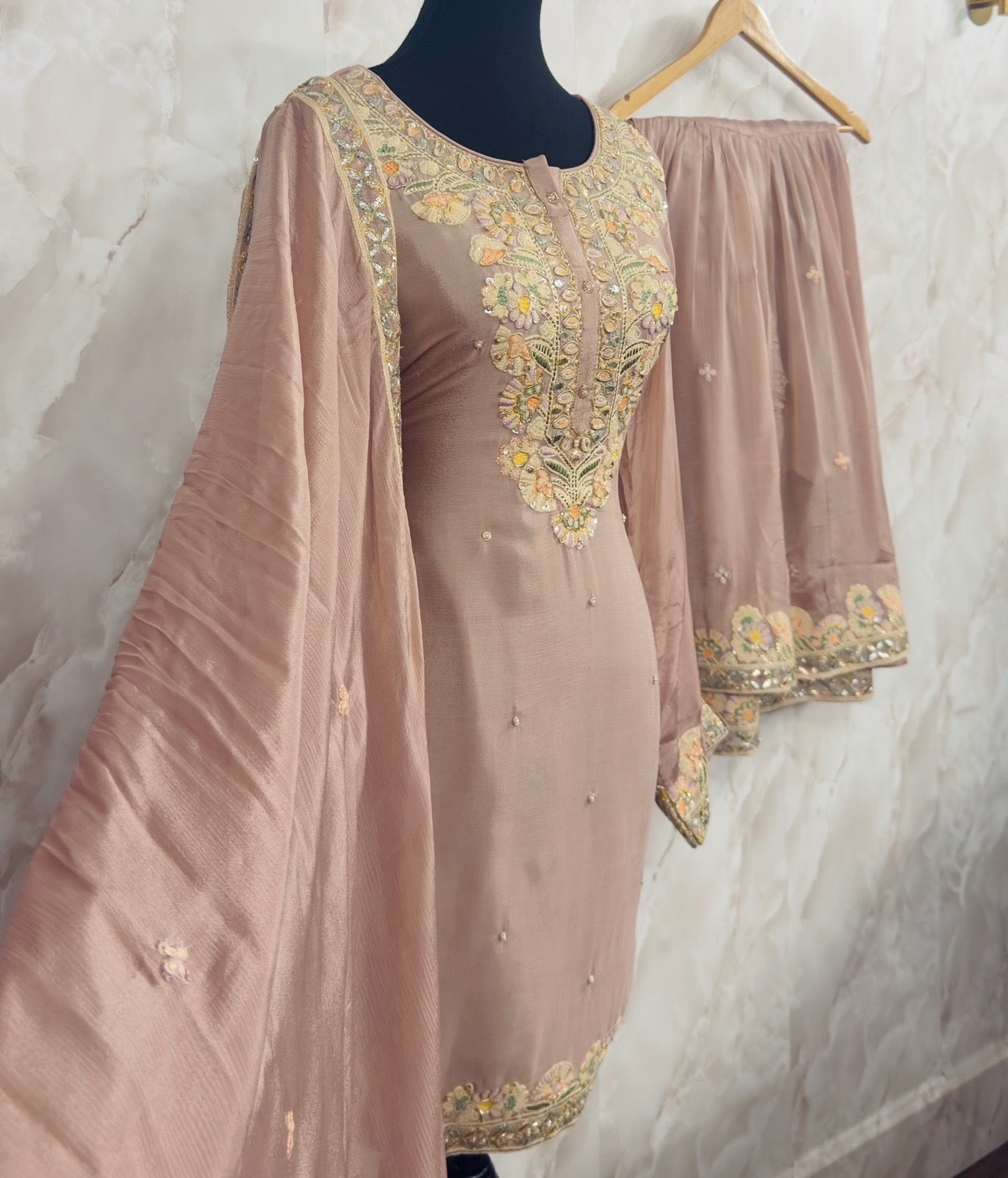 Pure chinnon garara suit