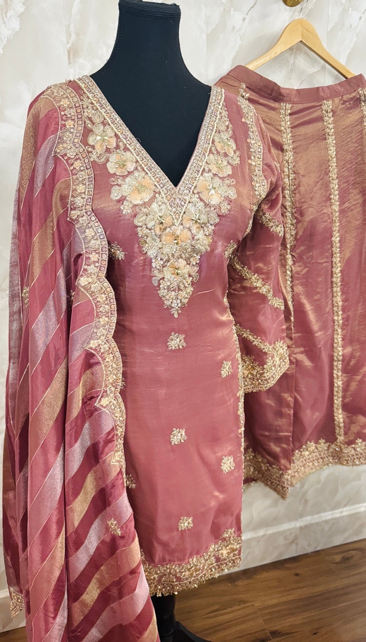 Shimmer silk sharara suit SF498