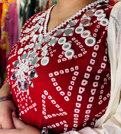 Rayon mirror work frock